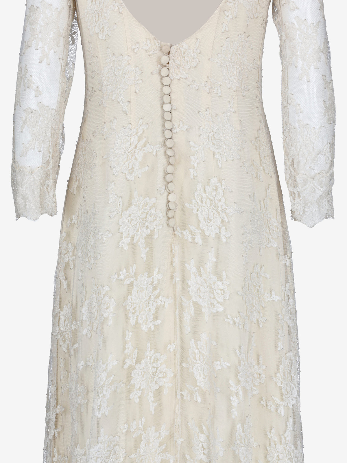 Ivory Lace Wedding Dress with Open Back and Train MZ1910054  Vintage 