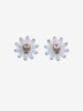 Vintage Floral Star-Shaped Plastic Earrings with Beaded Center W13426.8  Vintage 