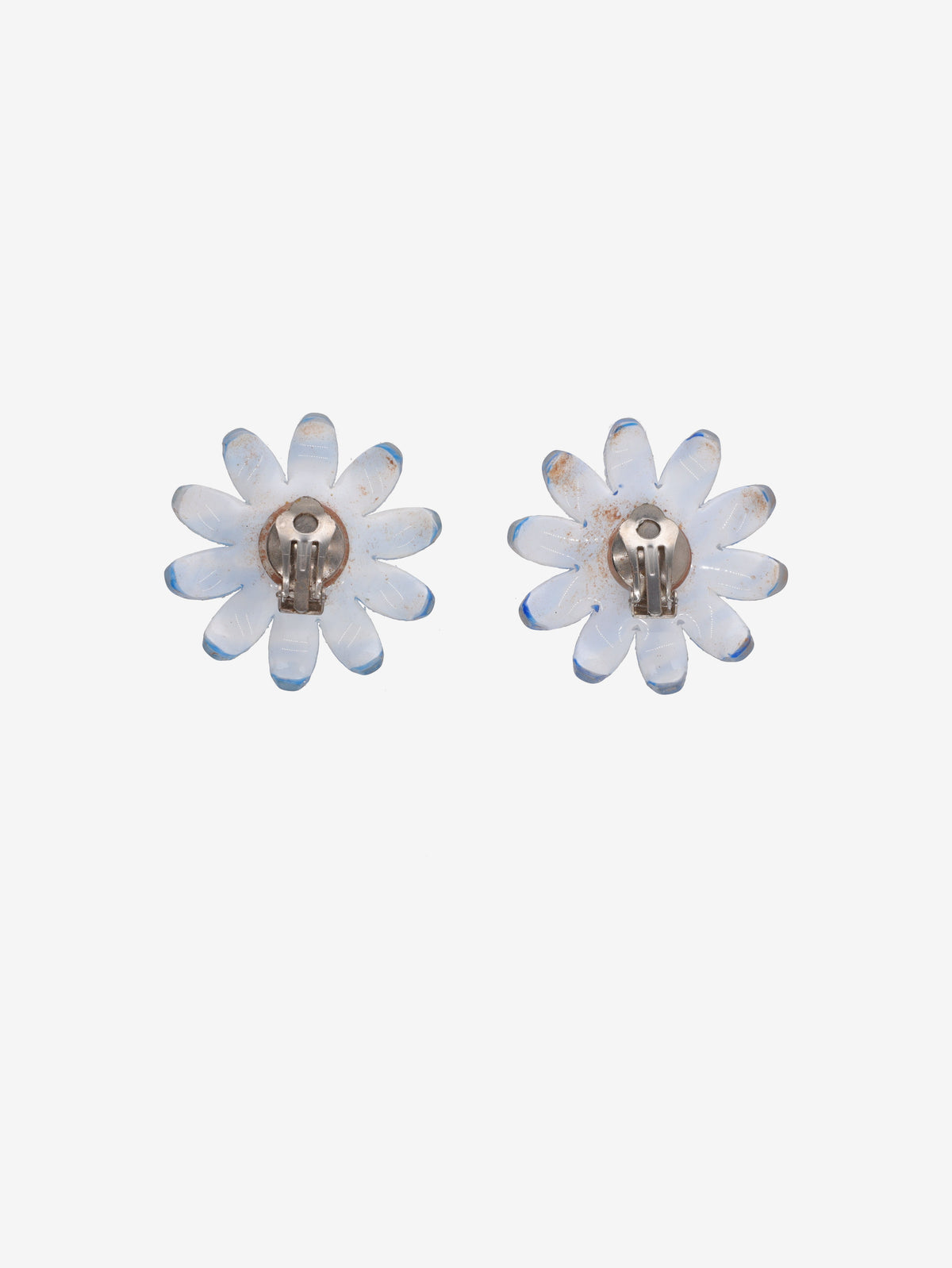 Vintage Floral Star-Shaped Plastic Earrings with Beaded Center W13426.8  Vintage 