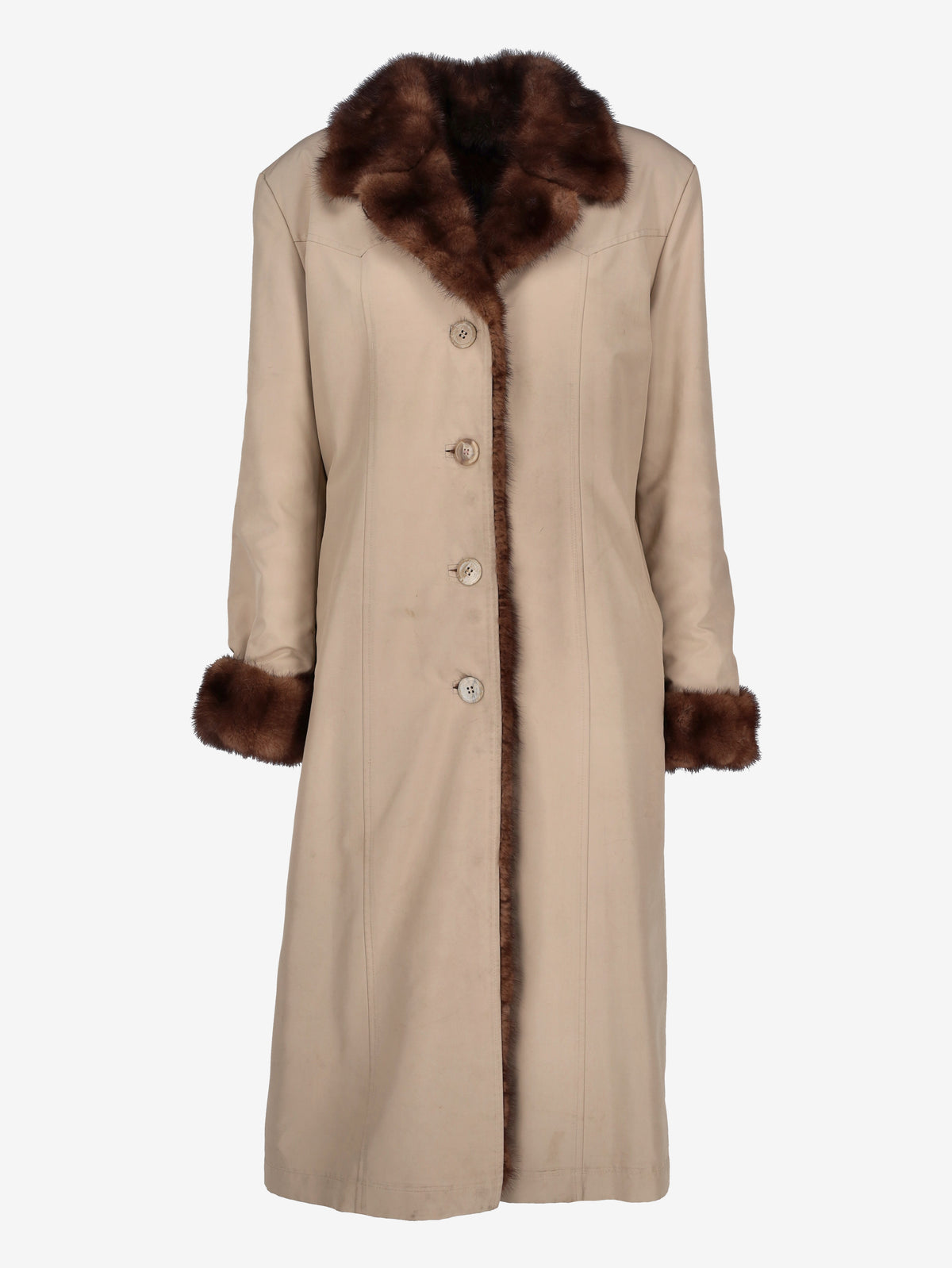 Vintage 2-in-1 Convertible Long Coat with Mink Fur Lining W150626.2  Vintage 