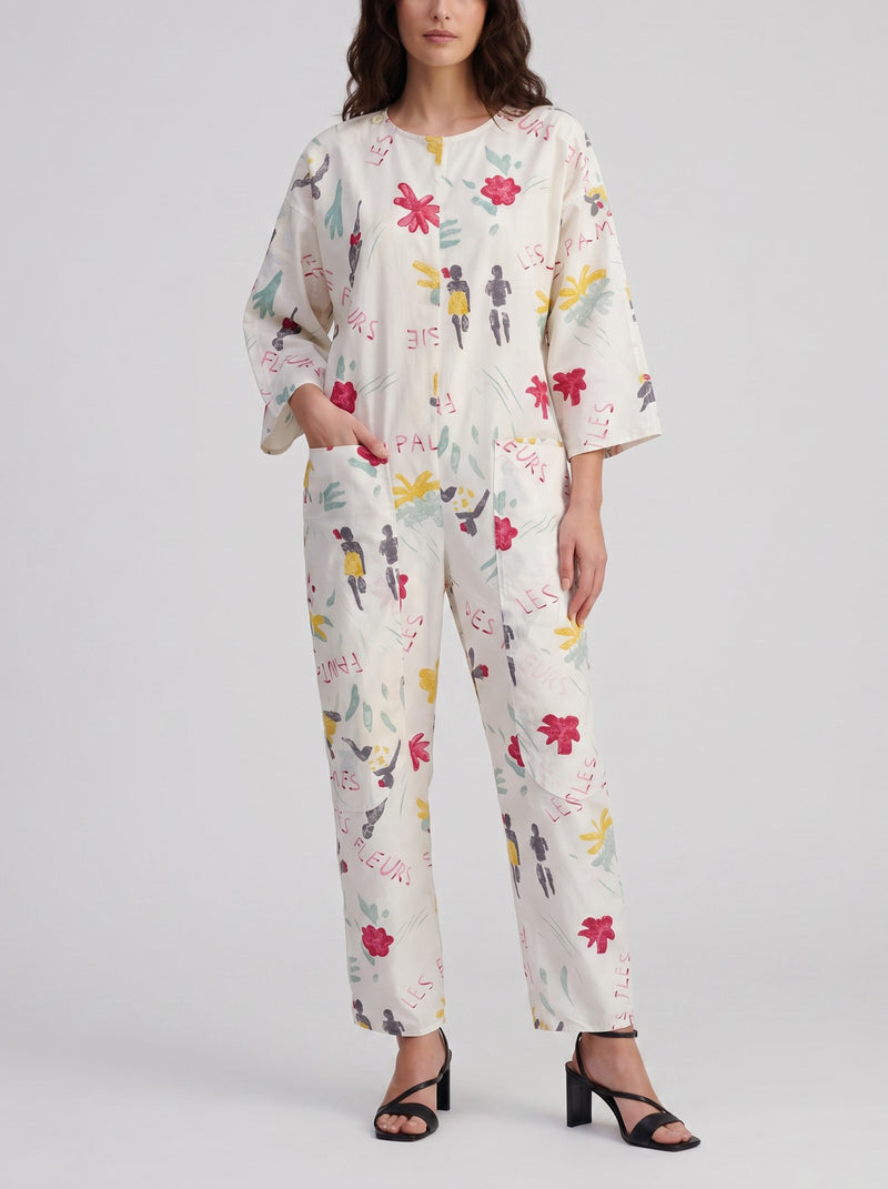 Vintage Caribbean Print Oversized Jumpsuit W150626.24  Vintage 
