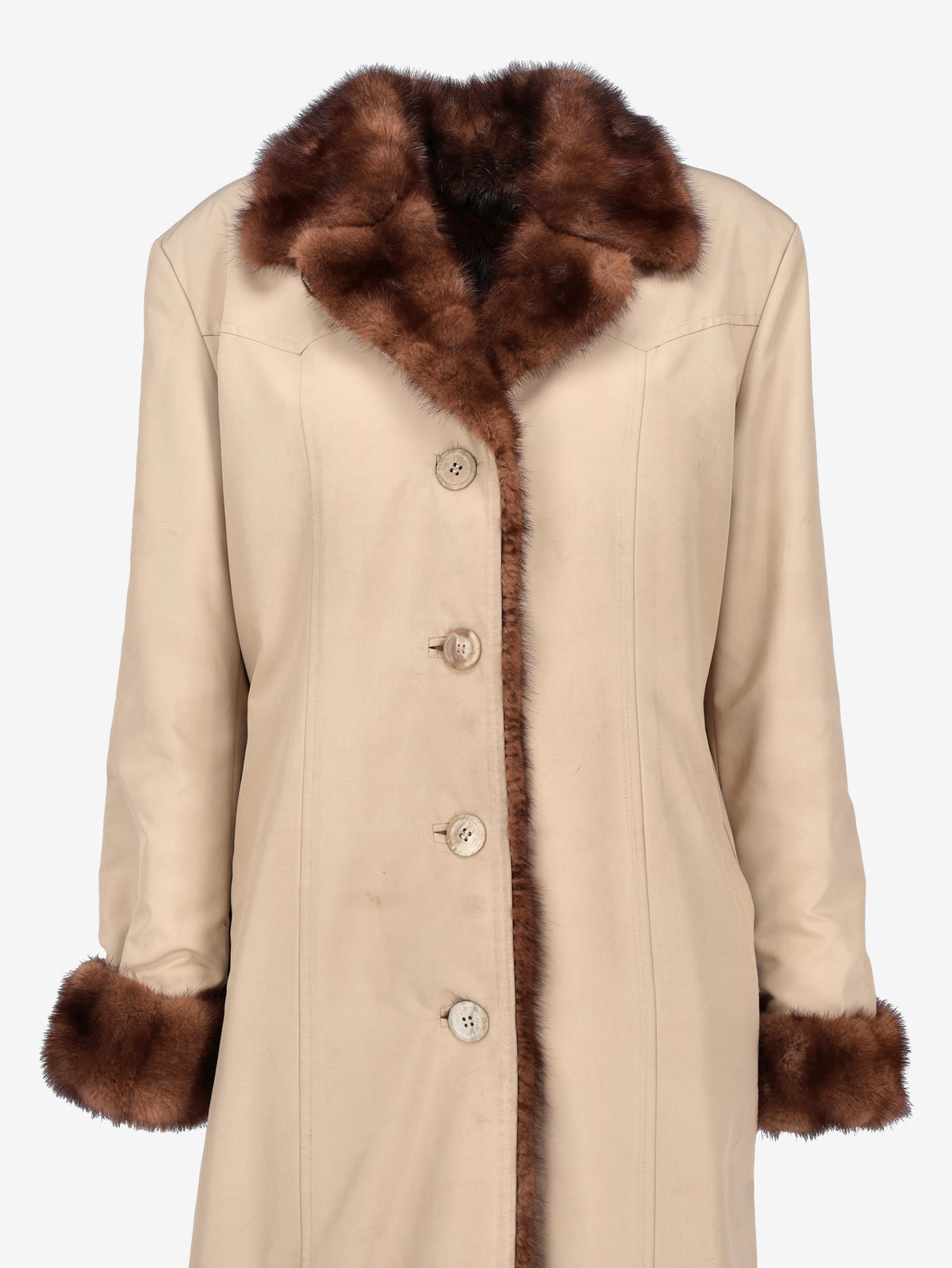Vintage 2-in-1 Convertible Long Coat with Mink Fur Lining W150626.2  Vintage 