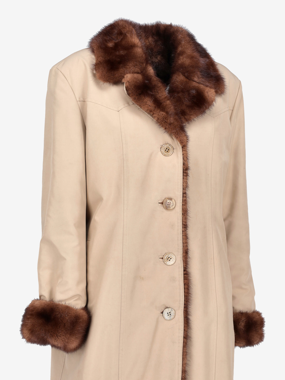 Vintage 2-in-1 Convertible Long Coat with Mink Fur Lining W150626.2  Vintage 