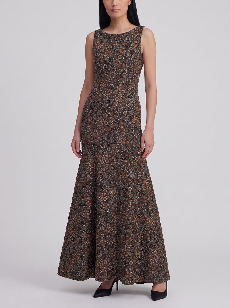 Vintage Sleeveless Floral-Textured Mermaid Gown W16926  Vintage 