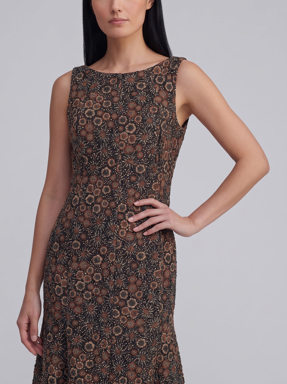 Vintage Sleeveless Floral-Textured Mermaid Gown W16926  Vintage 