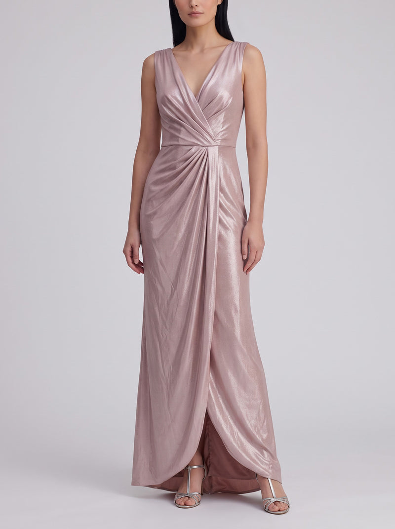 Vintage Metallic Pink Draped Ceremony Dress W1926.10  Vintage 