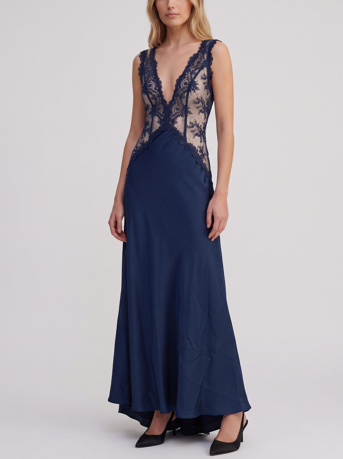 Vintage Floral Lace High-Low Evening Gown W1926.16  Vintage 