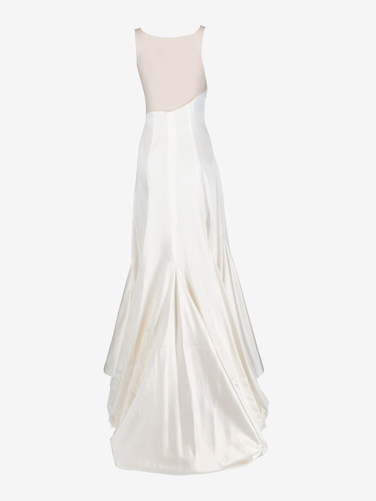 Vintage Minimalist Bridal Gown with Asymmetric Tulle Detail W1926.23  Vintage 