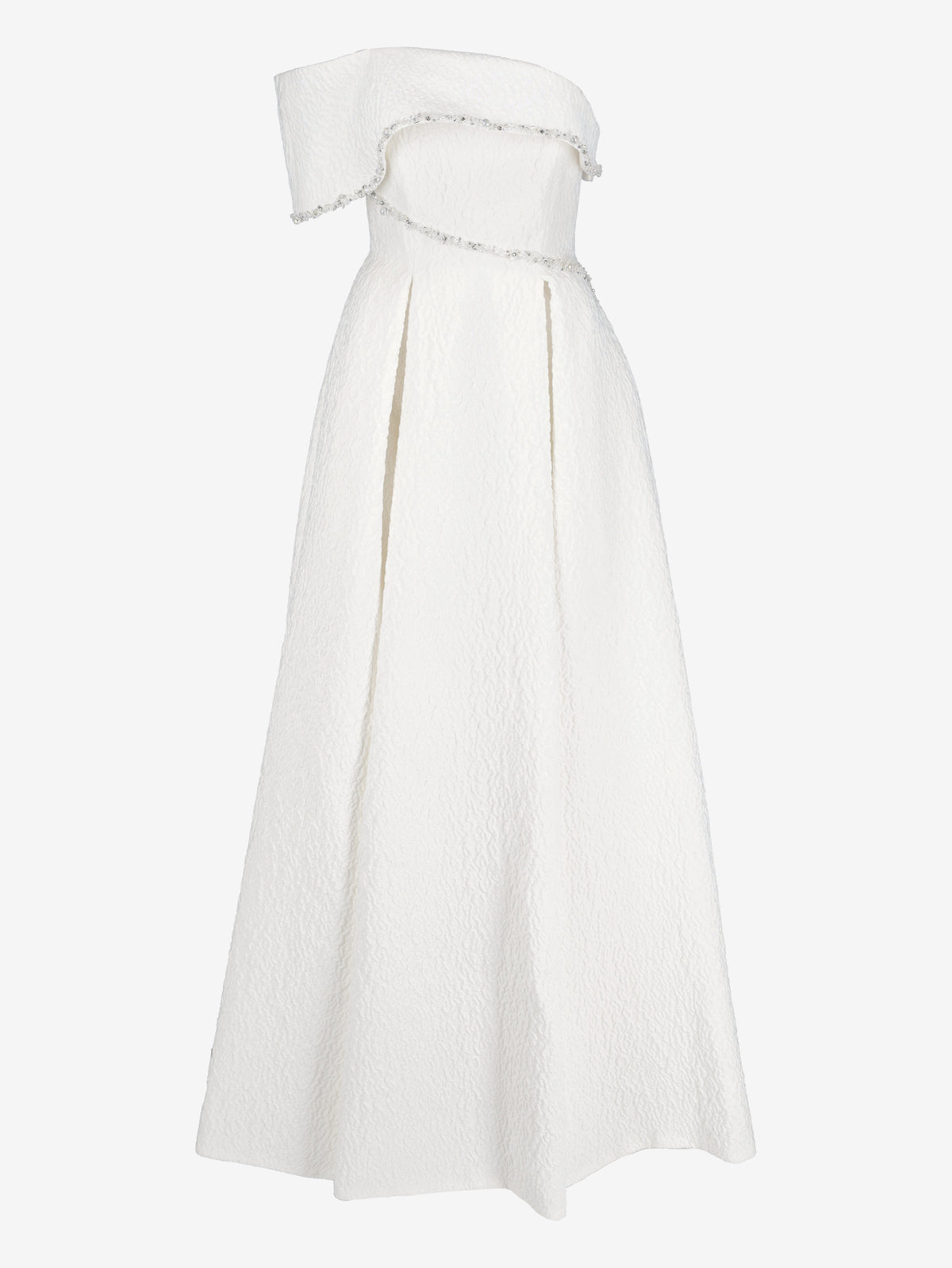 Vintage One-Shoulder Wedding Gown with Crystal Embellishments and Princess Skirt W1926.26  Vintage 