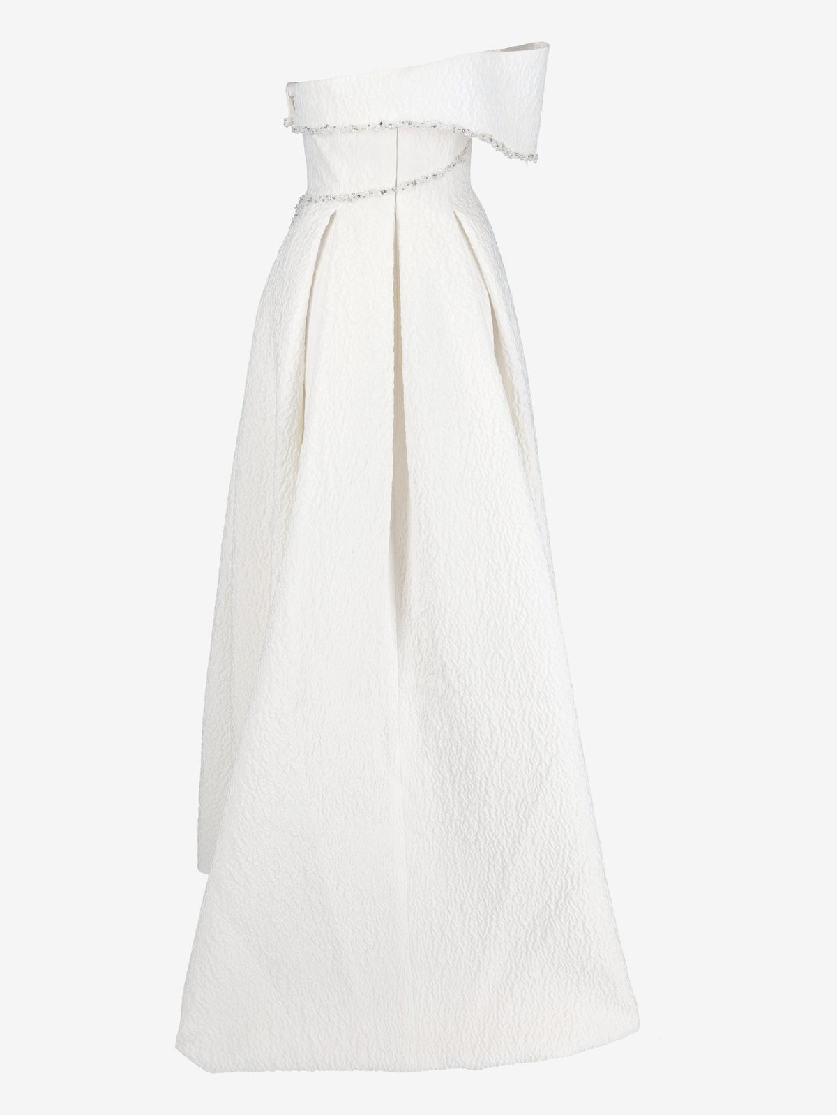 Vintage One-Shoulder Wedding Gown with Crystal Embellishments and Princess Skirt W1926.26  Vintage 