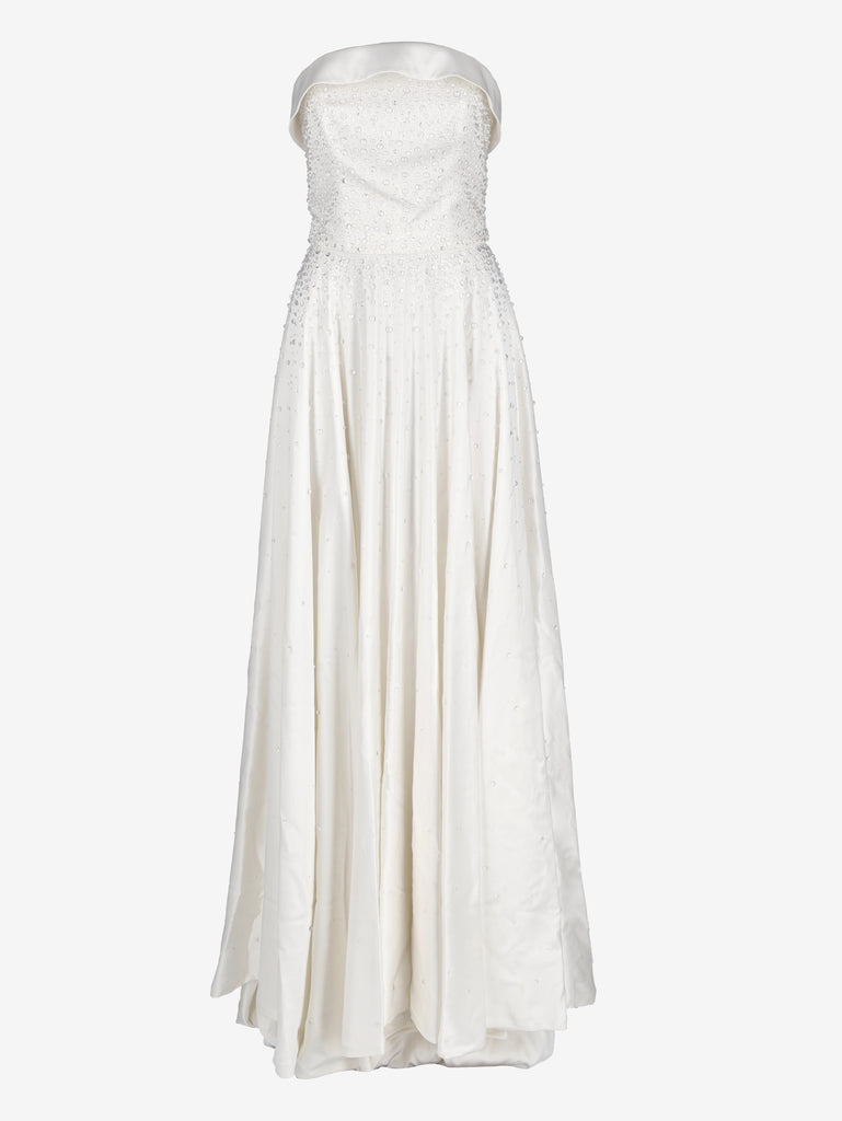 Vintage Wedding Gown with Water-Drop Effect Appliqués and Long Train W1926.27  Vintage 