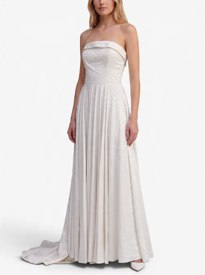 Vintage Wedding Gown with Water-Drop Effect Appliqués and Long Train W1926.27  Vintage 
