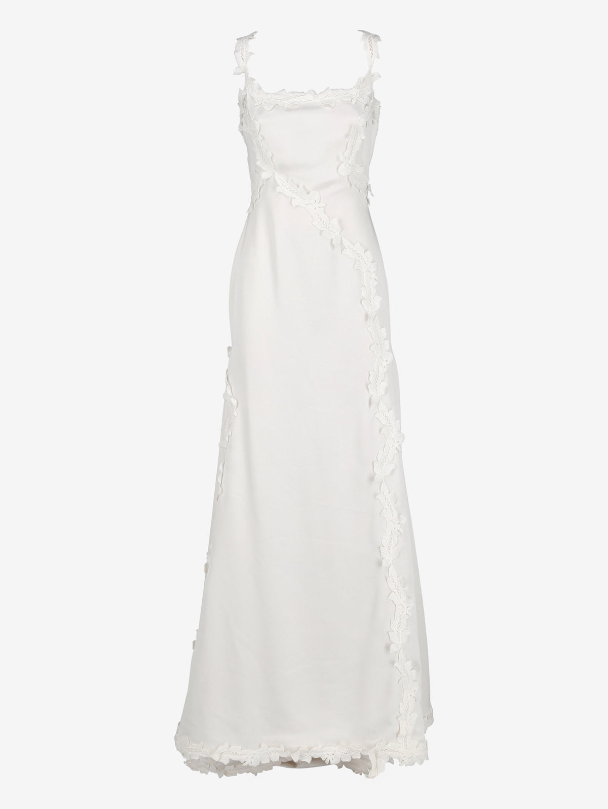 Vintage Mermaid Wedding Gown with Floral Embroidery and Matching Veil W1926.31  Vintage 