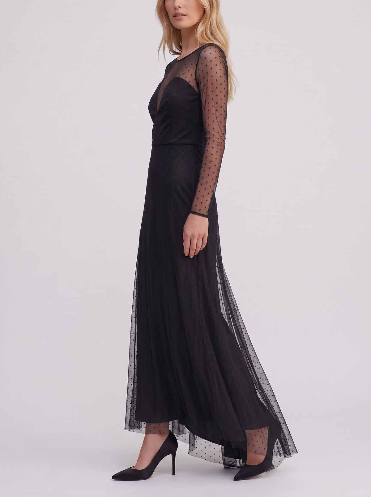 Vintage Black Tulle Mermaid Evening Gown W1926.37  Vintage 
