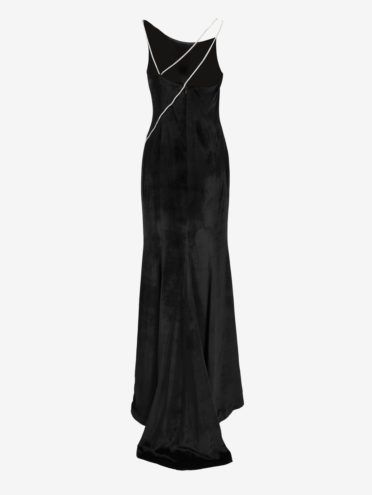 Vintage Black Velvet Evening Gown with Silver Chain Detail W1926.39  Vintage 