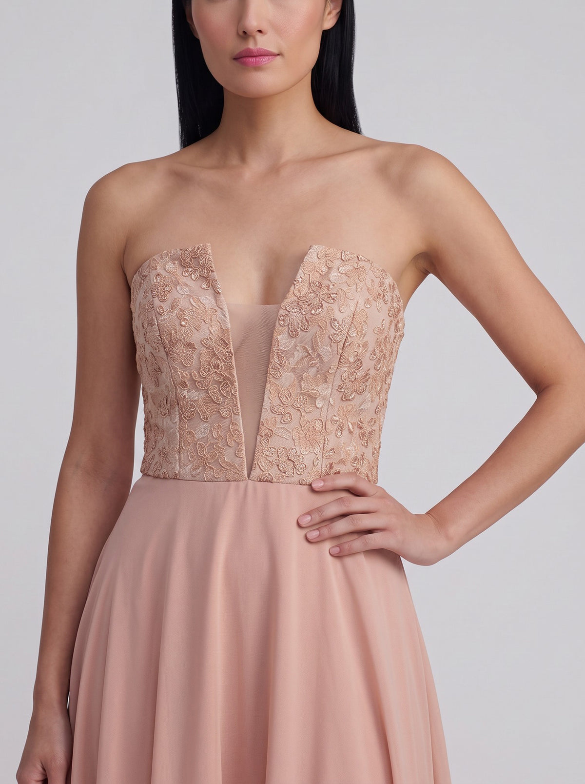 Vintage Pink Floral Appliqué Ceremony Dress W1926.44  Vintage 