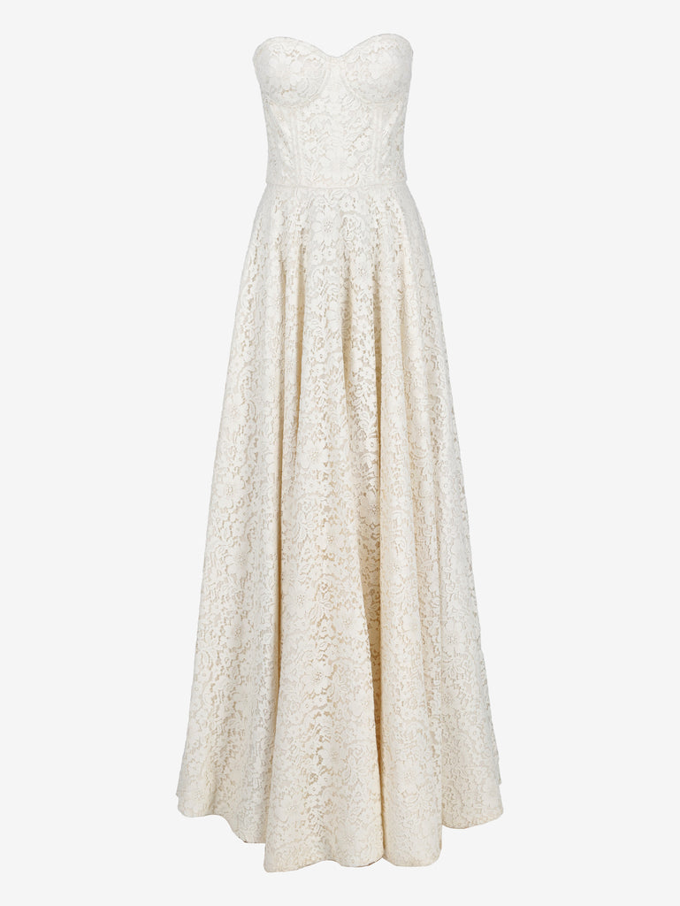 Vintage Floral Lace Wedding Dress with Train W1926.47  Vintage 