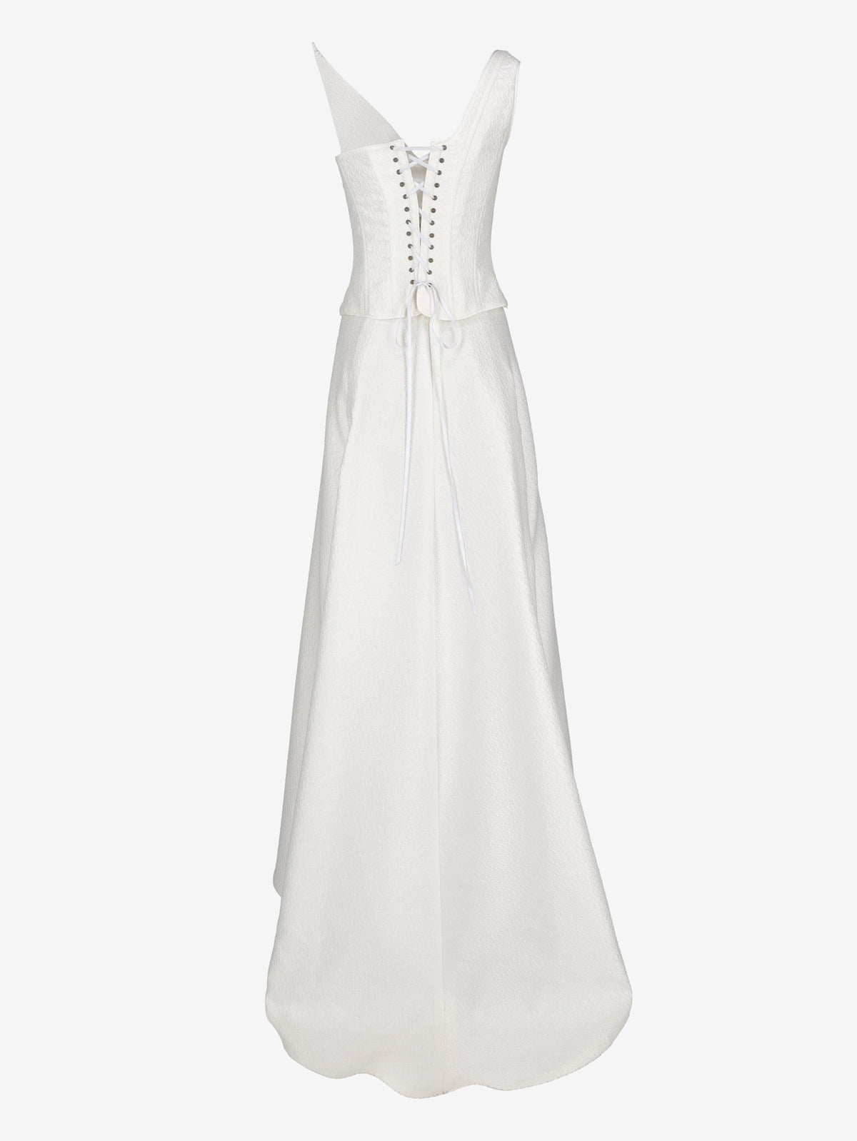 Vintage Two-Piece Wedding Gown with One-Shoulder Top and Detachable Train W1926.48  Vintage 
