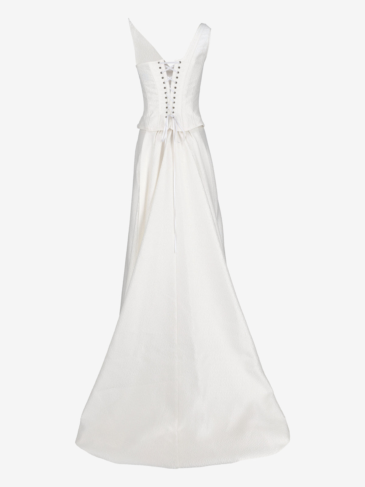 Vintage Two-Piece Wedding Gown with One-Shoulder Top and Detachable Train W1926.48  Vintage 