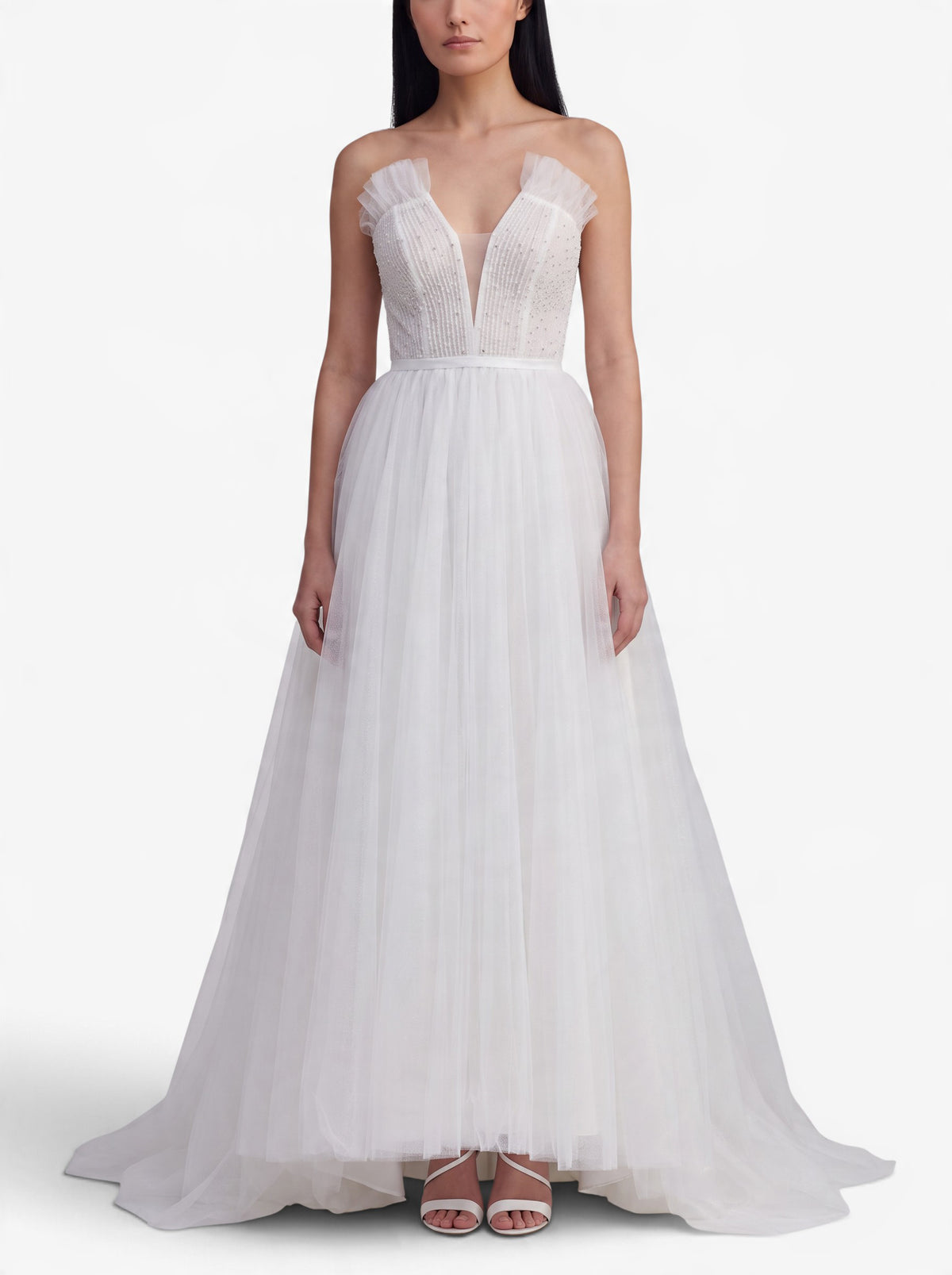 Vintage Two-Piece Bridal Evening Gown with Rhinestones and Glitter Tulle W1926.49  Vintage 