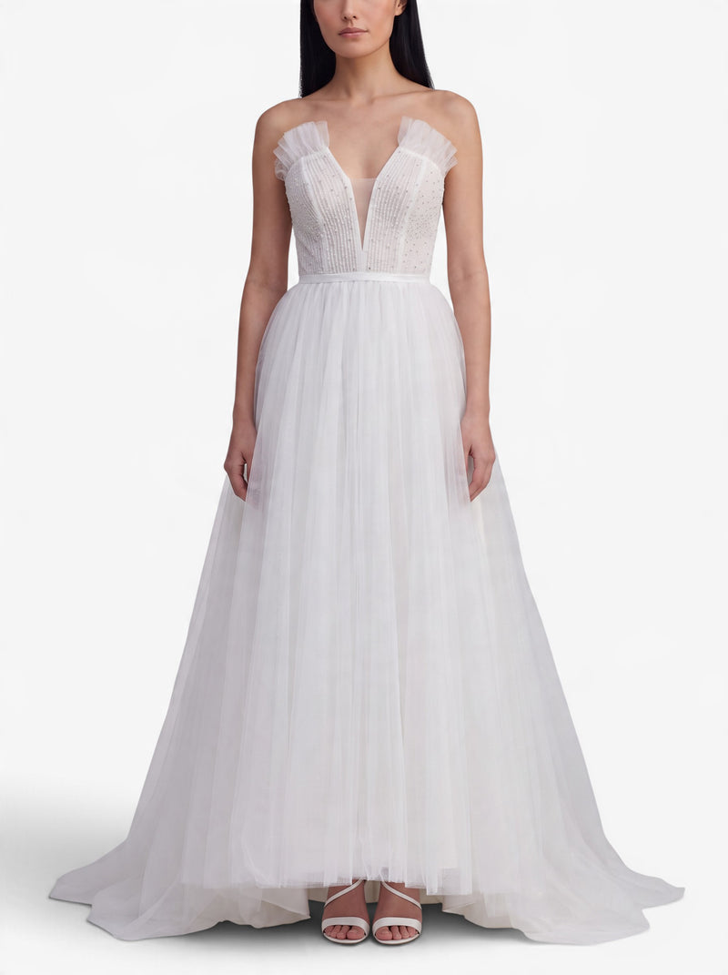 Vintage Two-Piece Bridal Evening Gown with Rhinestones and Glitter Tulle W1926.49  Vintage 