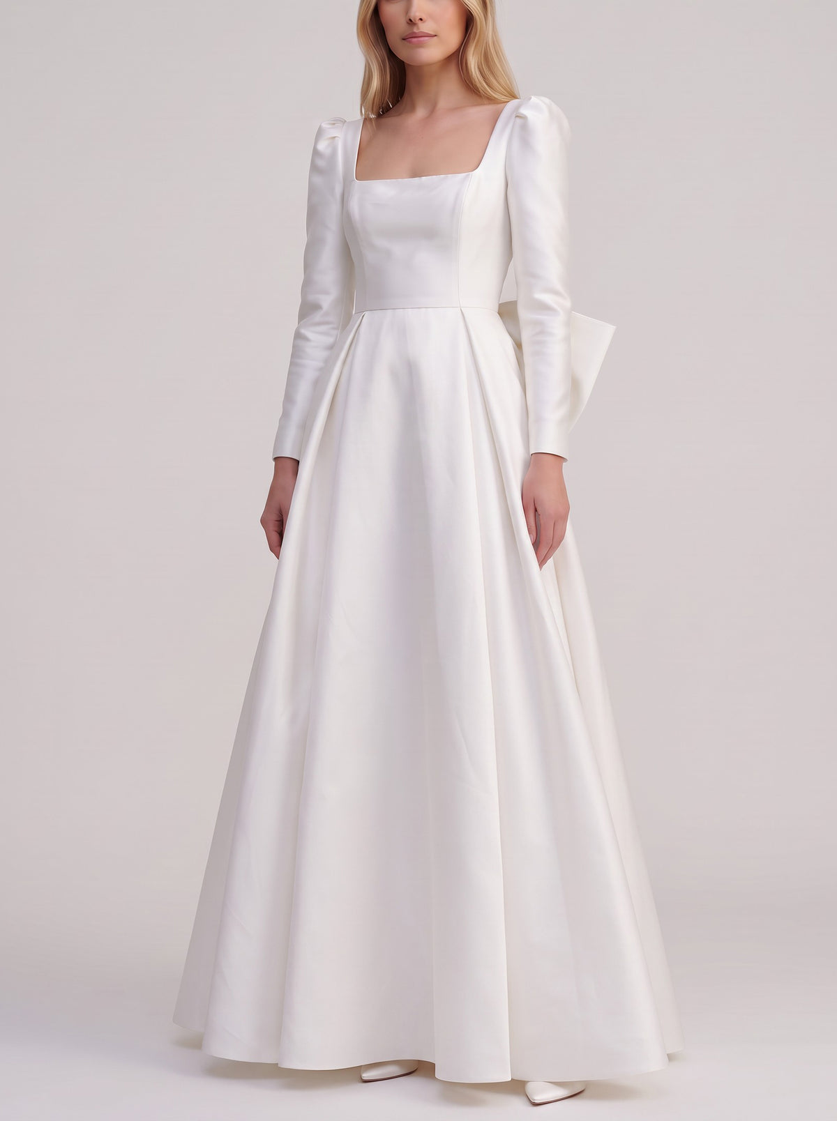 Vintage Minimalist Bridal Gown with Removable Bow W1926.9  Vintage 