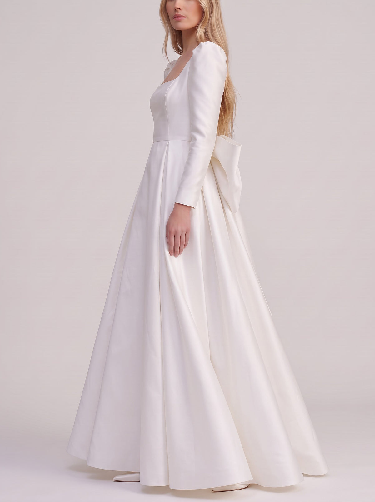 Vintage Minimalist Bridal Gown with Removable Bow W1926.9  Vintage 