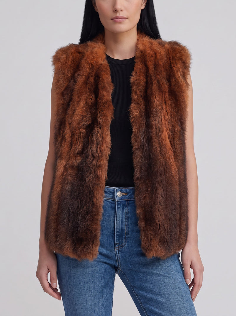 Vintage Brown Fur Button-Front Vest W27526.204  Vintage 