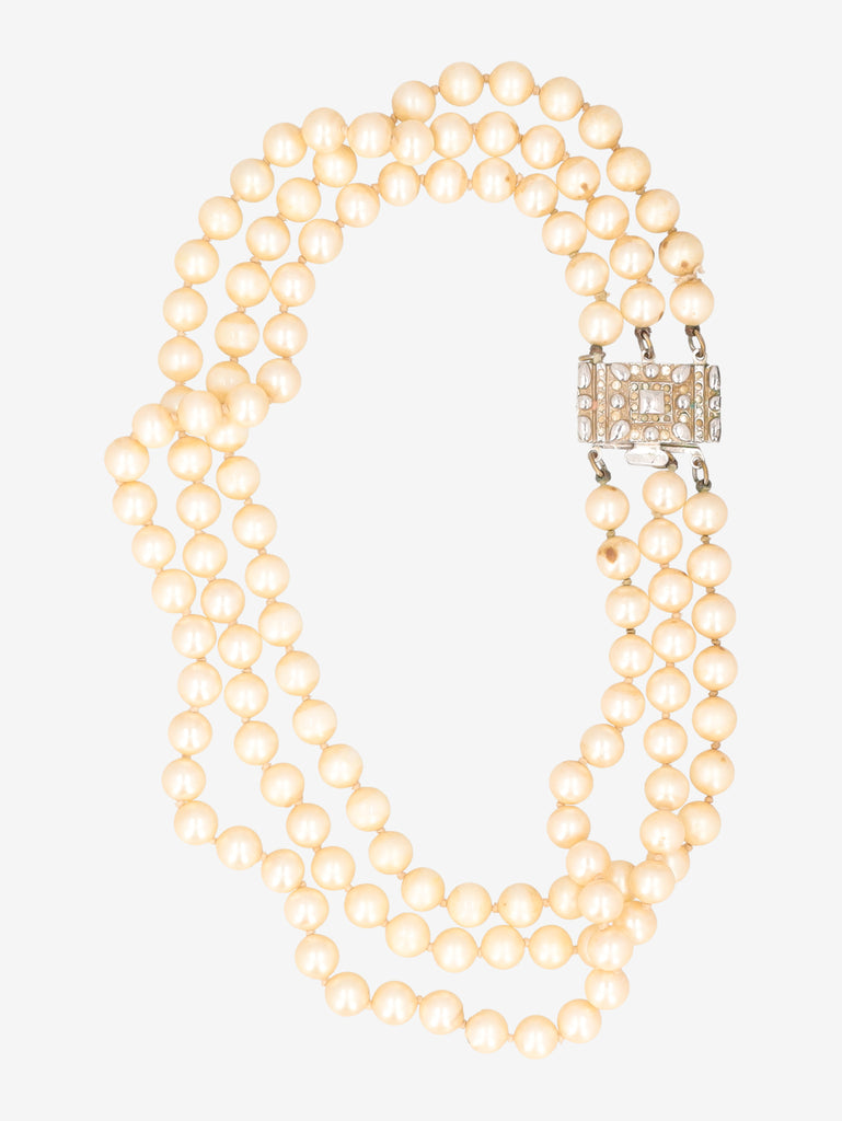 Vintage Three-Strand Faux Pearl Necklace W290626.2  Vintage 