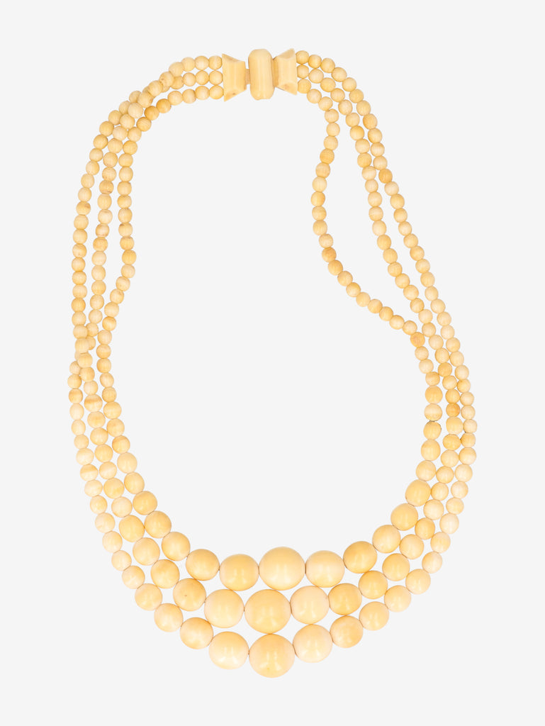 Vintage Graduated Multi-Strand Yellow Beaded Necklace W290626.4  Vintage 