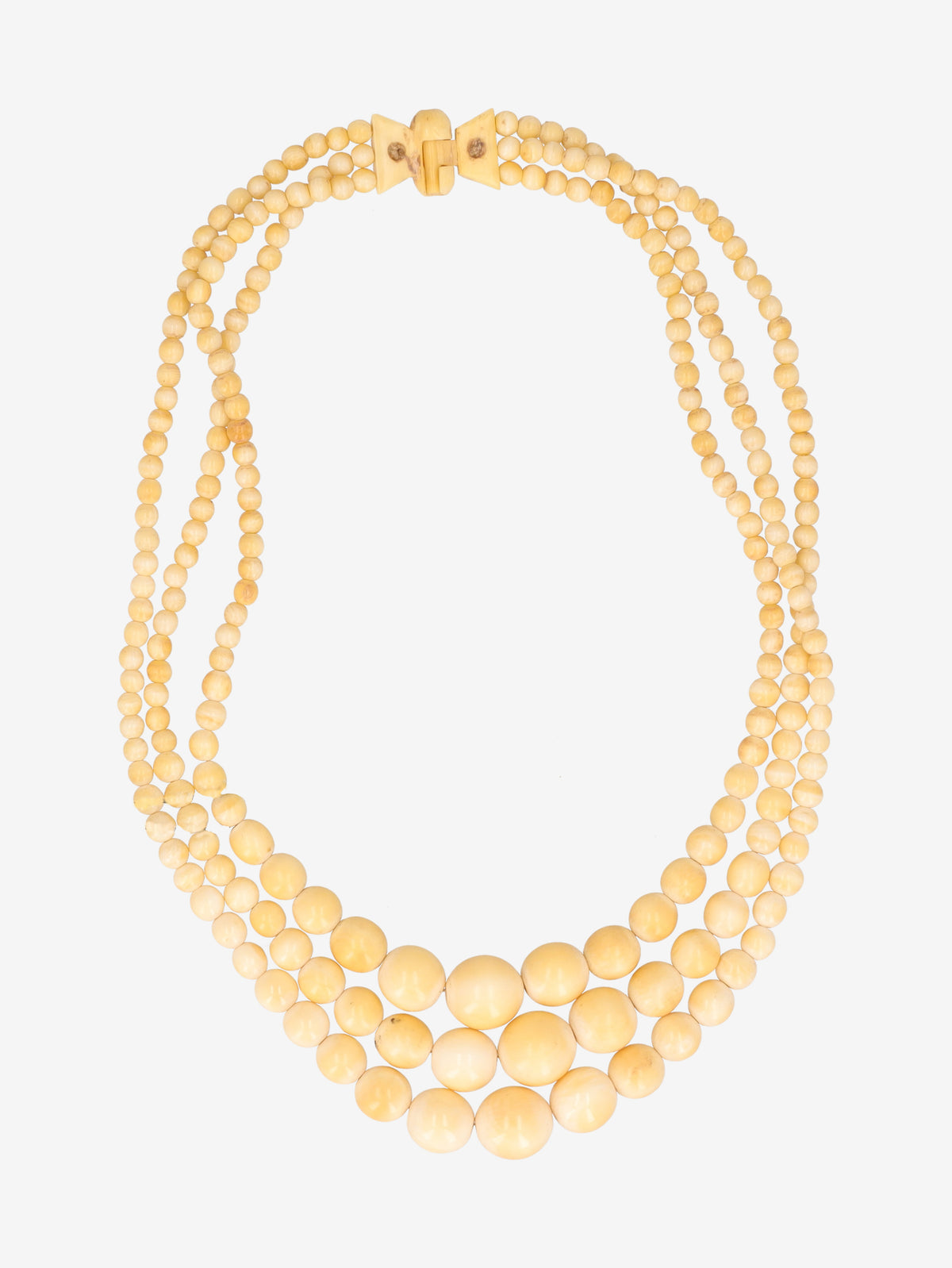 Vintage Graduated Multi-Strand Yellow Beaded Necklace W290626.4  Vintage 