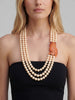 Vintage Three-Strand Faux Pearl Necklace with Owl Clasp W290626.5  Vintage 