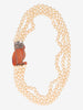 Vintage Three-Strand Faux Pearl Necklace with Owl Clasp W290626.5  Vintage 