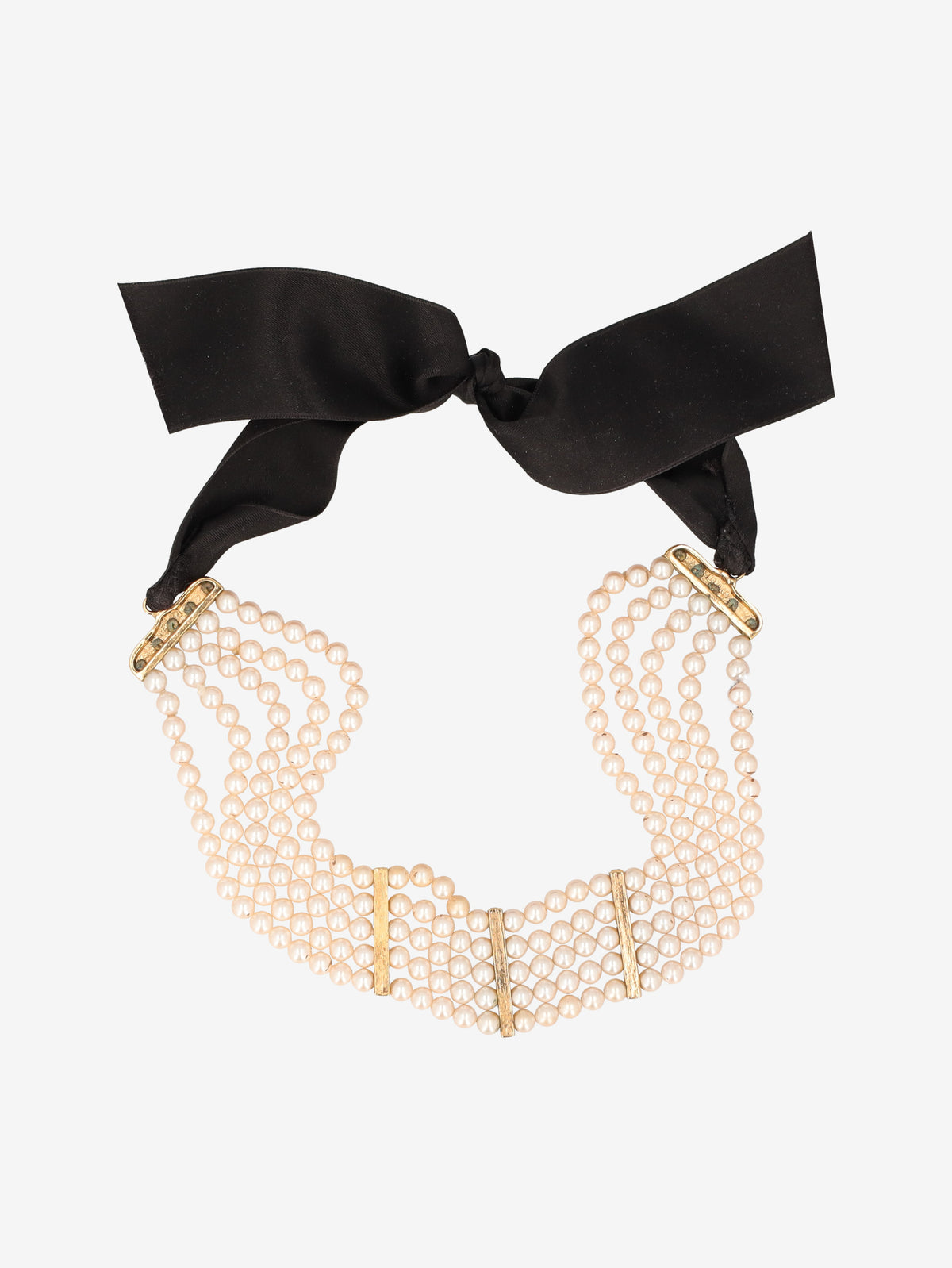 Vintage Multi-Strand Faux Pearl Choker Necklace W290626.6  Vintage 