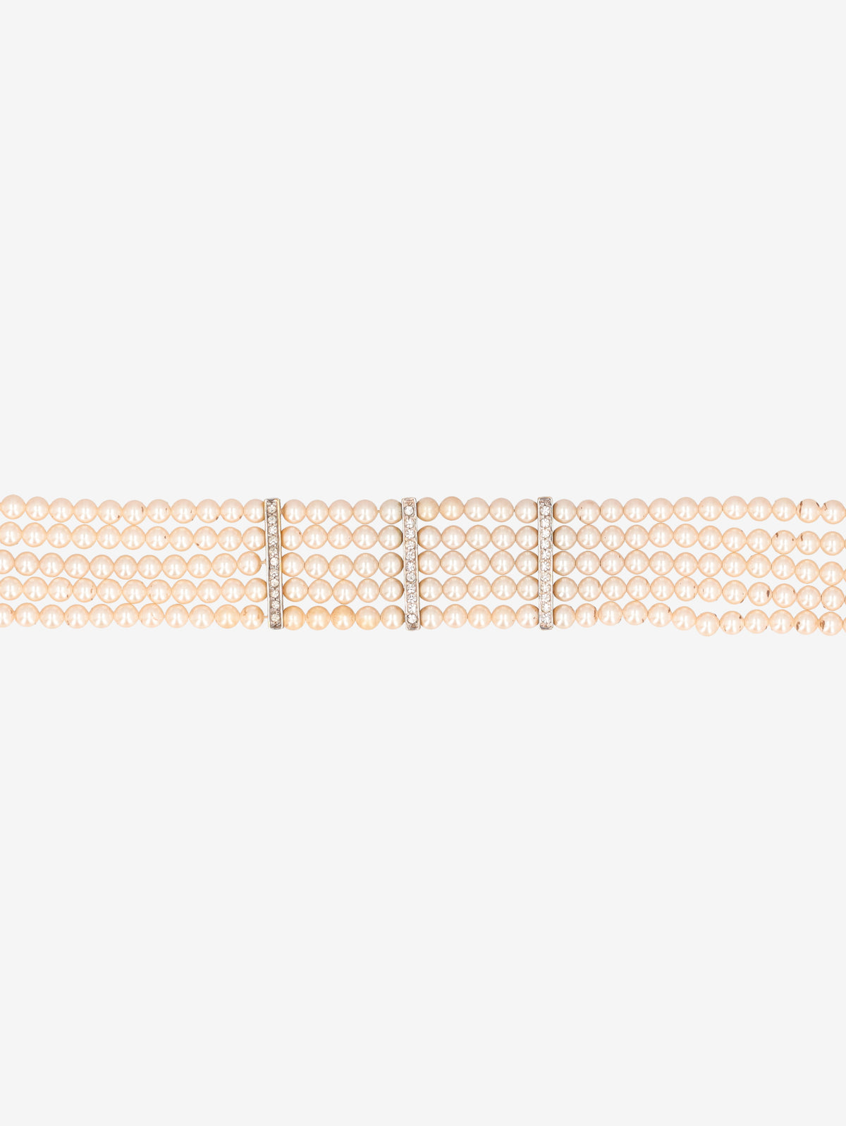 Vintage Multi-Strand Faux Pearl Choker Necklace W290626.6  Vintage 