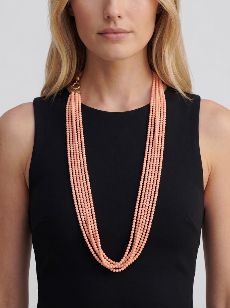 Vintage Braided Multi-Strand Beaded Necklace W290626.7  Vintage 