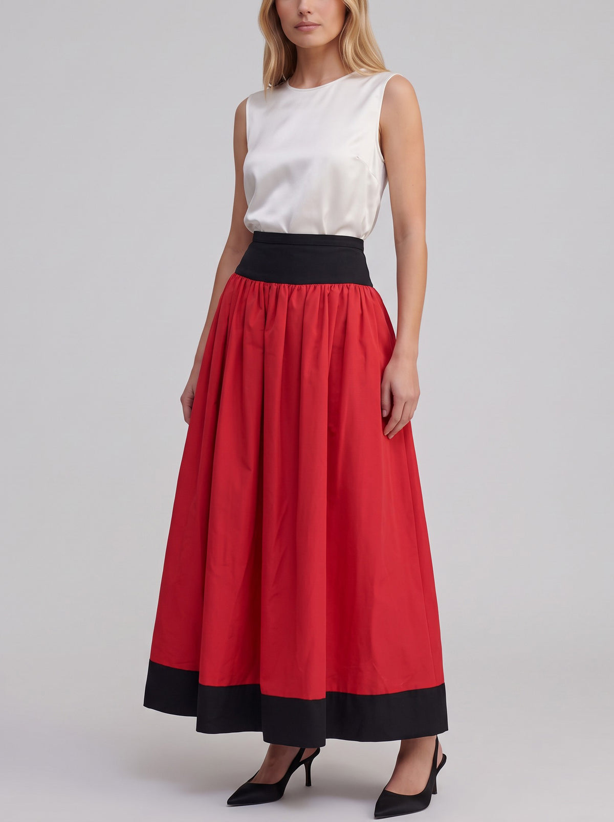 Saint Laurent Red and Black Voluminous Maxi Skirt W2926.27  Yves Saint Laurent 