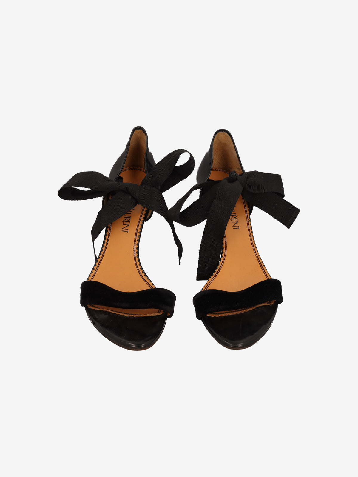 Yves Saint Laurent Rive Gauche D'Orsay Velvet & Leather Ribbon Pumps W2926.50  Yves Saint Laurent 