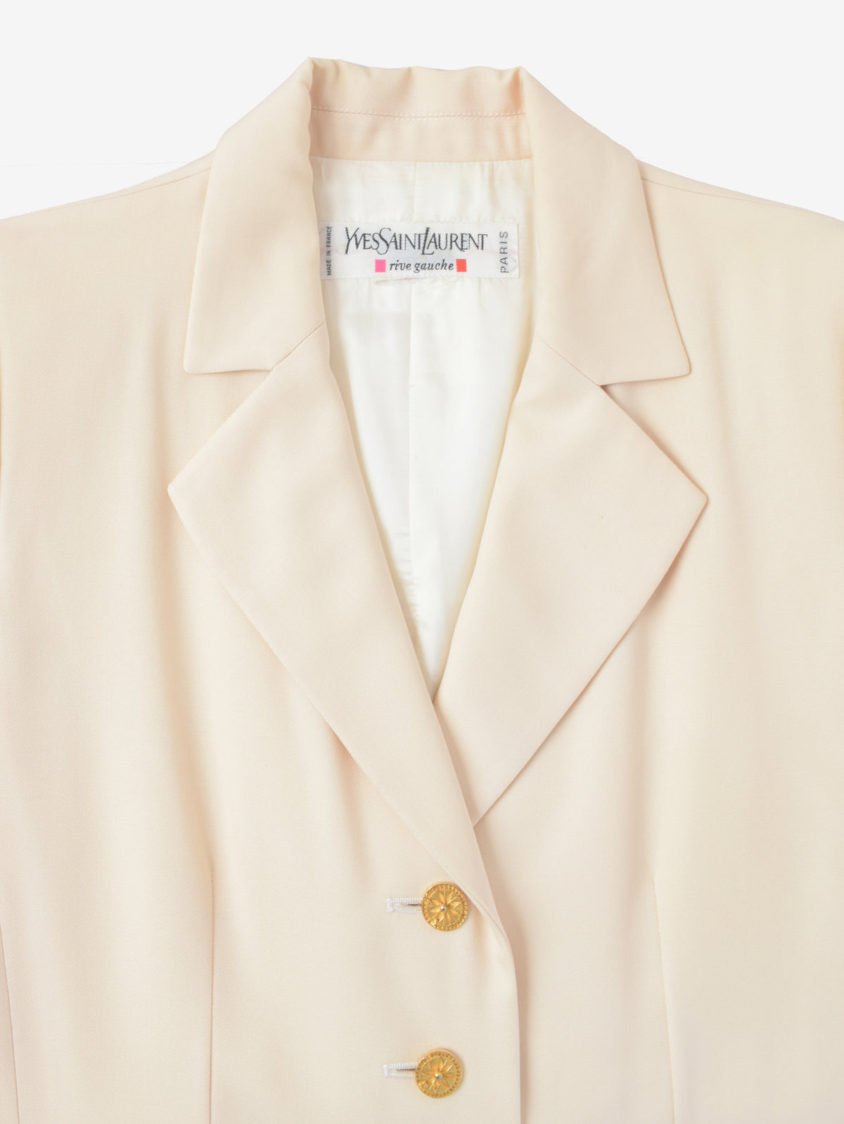 Yves Saint Laurent Cream Coat With Gold Buttons - '80s