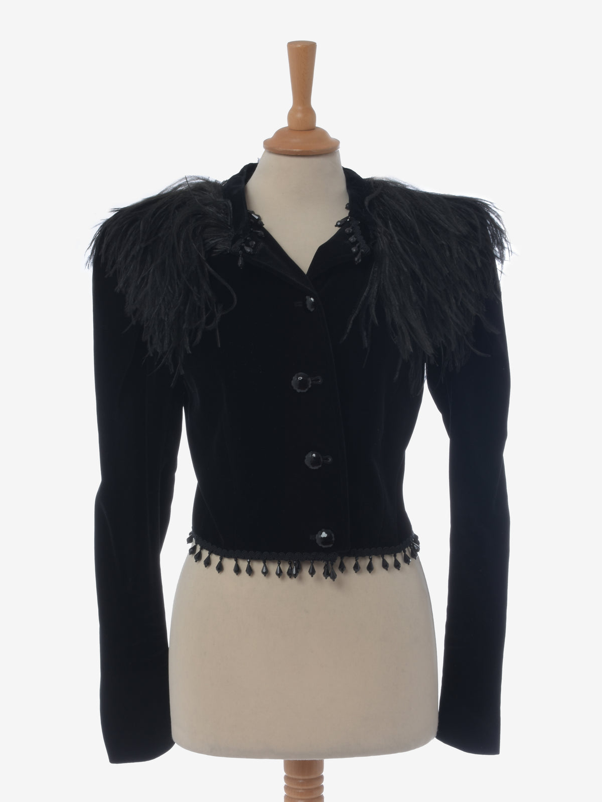 Yves Saint Laurent Jacket With Feathers And Beads - 80s