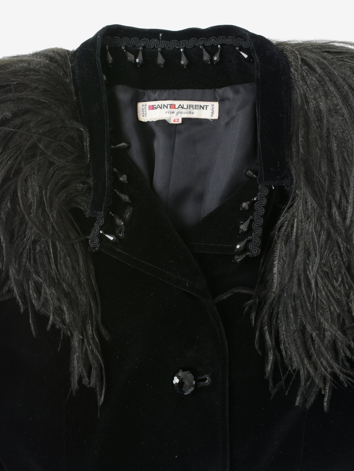 Yves Saint Laurent Jacket With Feathers And Beads - 80s