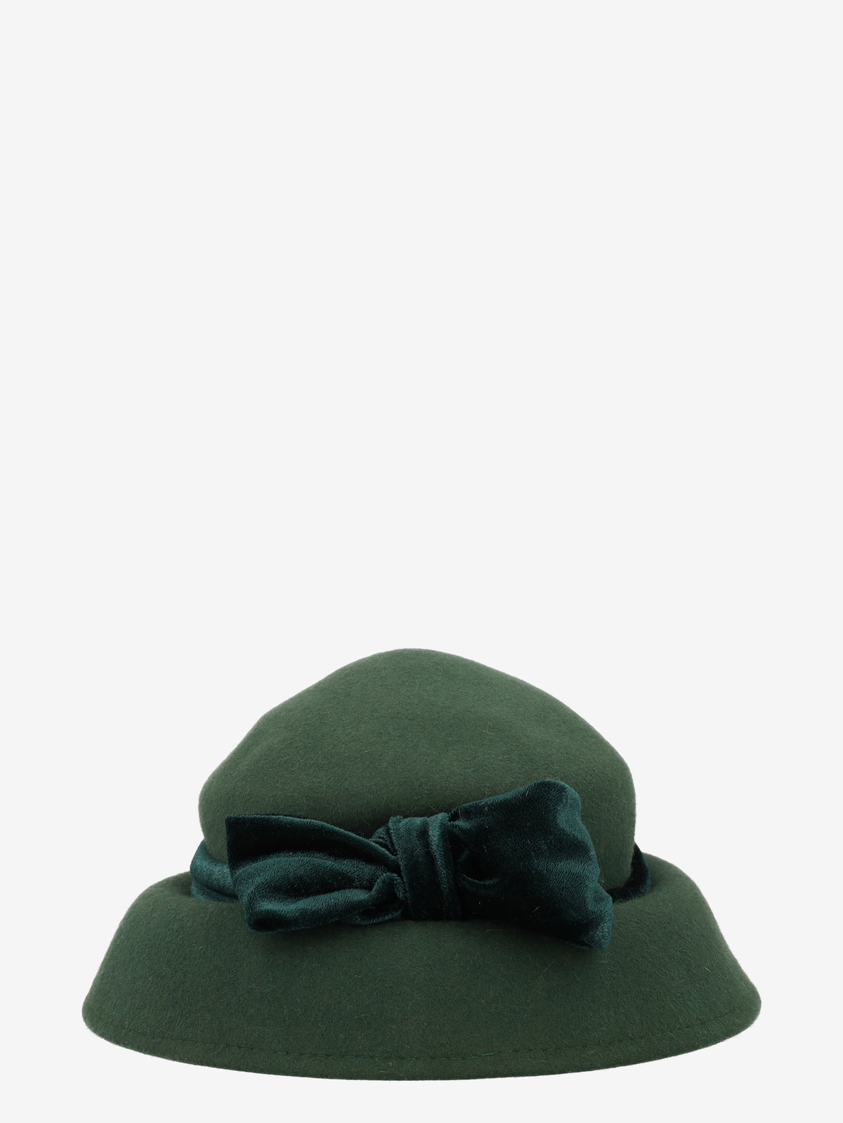 Vintage Green Wool Hat With Bow