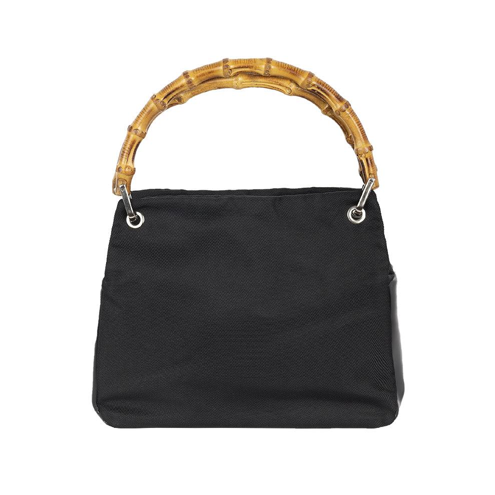 Gucci by Tom Ford bamboo handle black nylon handbag Pre-Owned