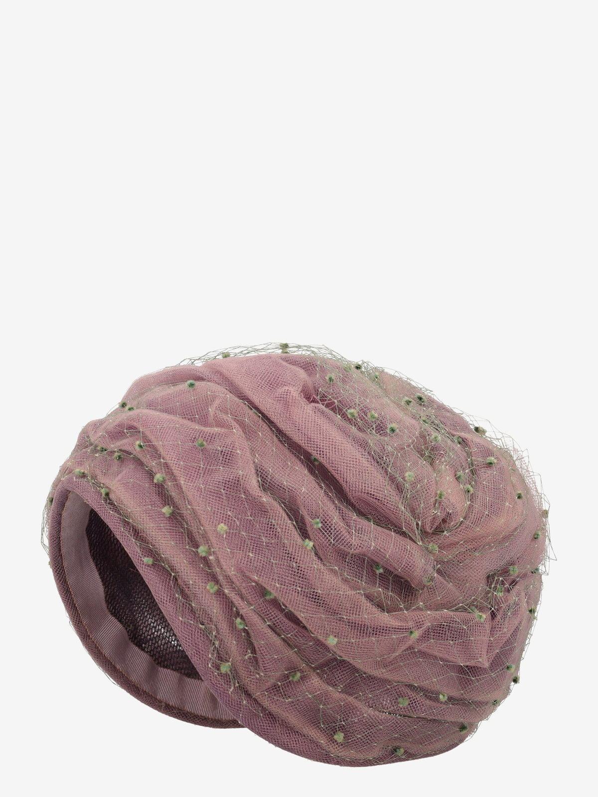 Vintage Purple Tulle Hat With Green Veil
