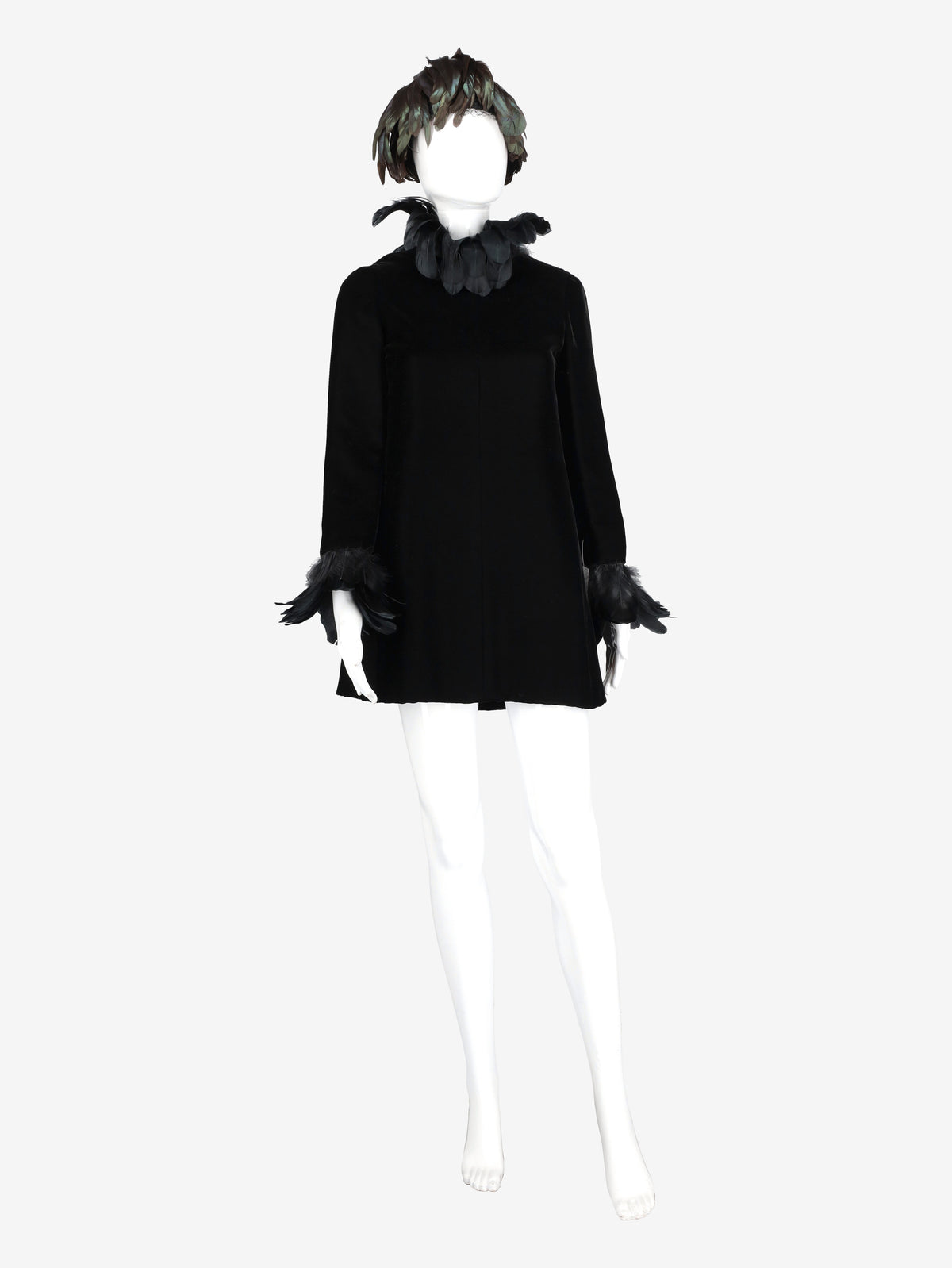 Valentino Boutique Velvet Dress With Feathers