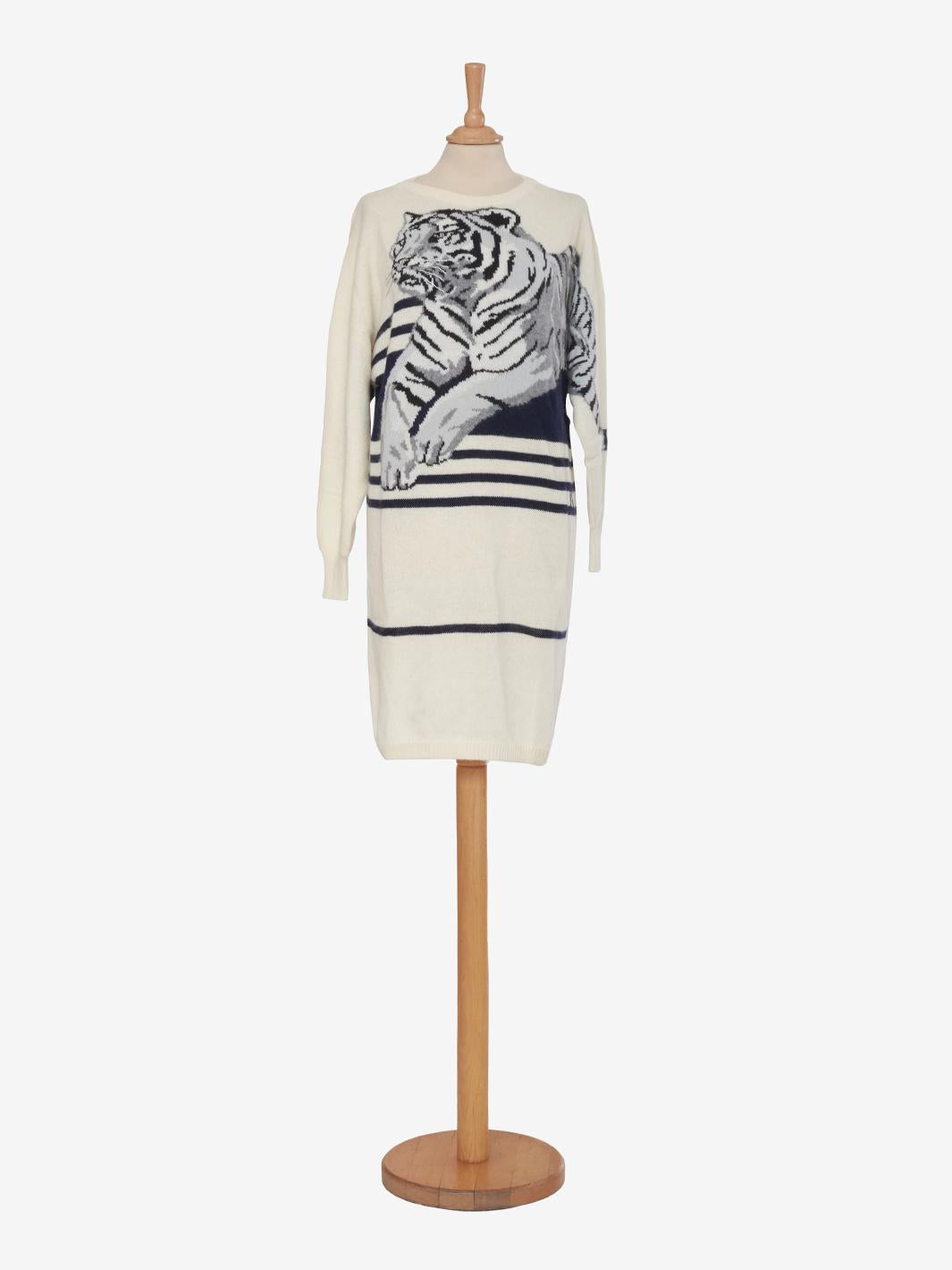 Krizia Wool Tiger Embroidery Dress