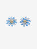 Vintage Floral Star-Shaped Plastic Earrings with Beaded Center W13426.8  Vintage 