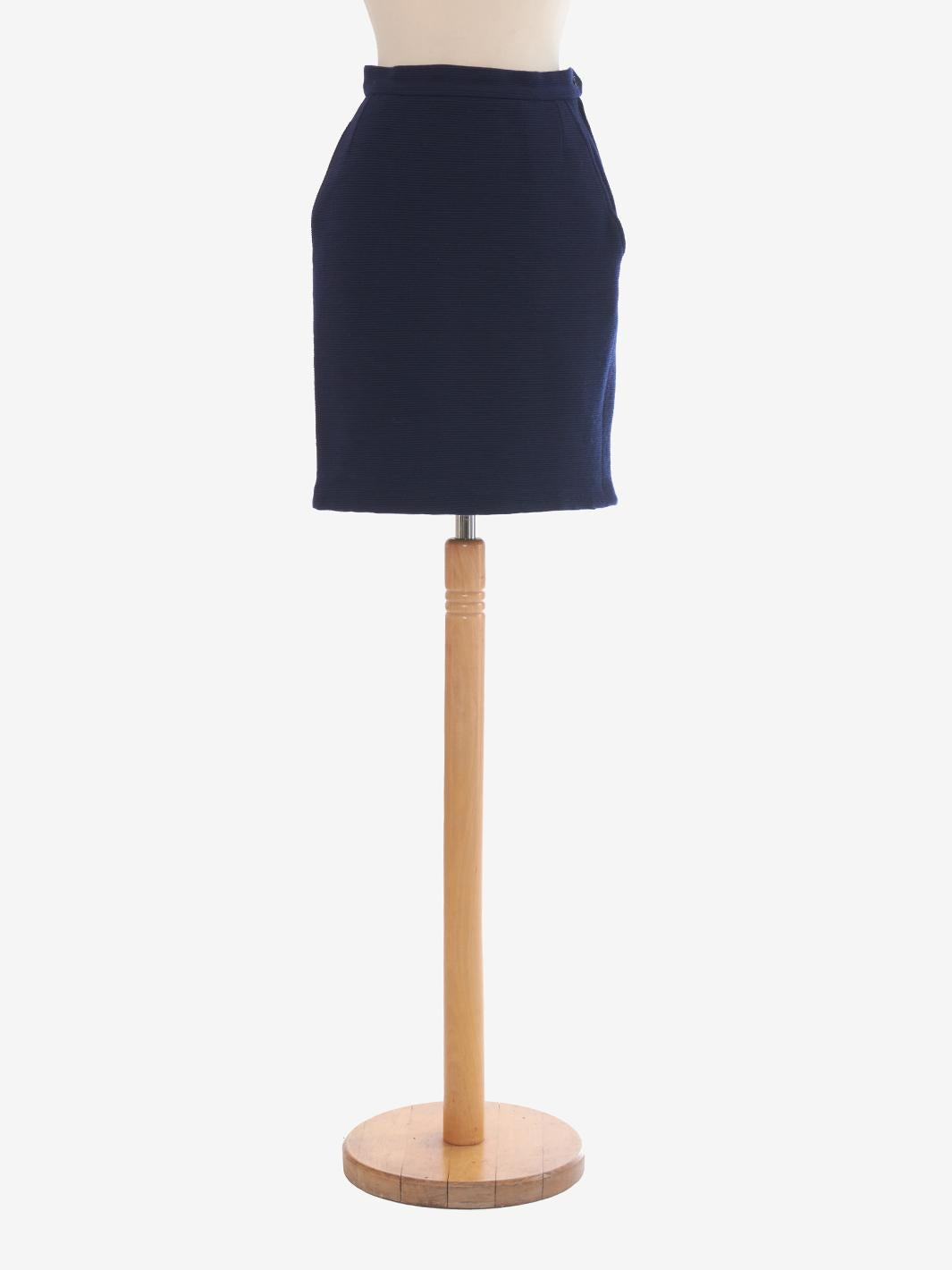 Yves Saint Laurent Blue Wool Ribbed Skirt MZ191308  Yves Saint Laurent 