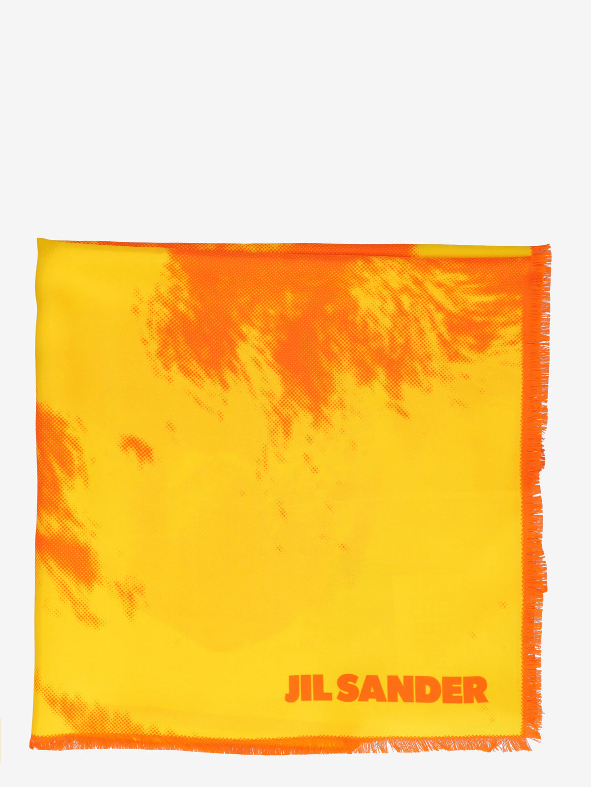 Jil Sander Wolf Portrait Silk Scarf with Fringed Edges W120626.3  Jil Sander 