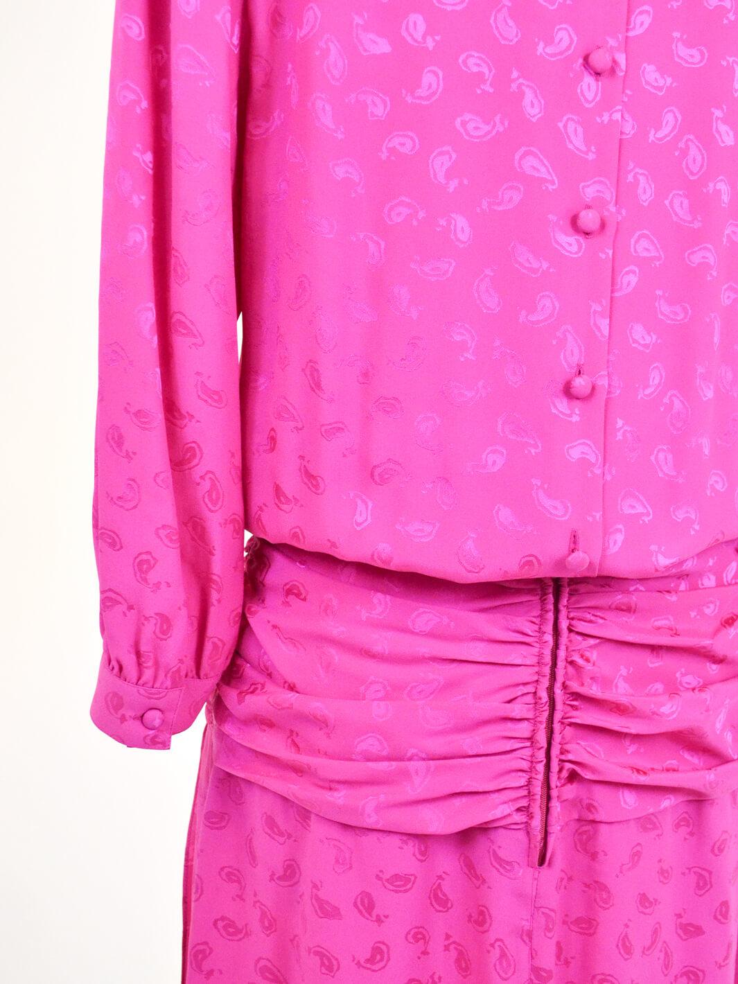 Maggy London by Jeannene Booher fuchsia silk dress, 80s W22041103  Maggy London 